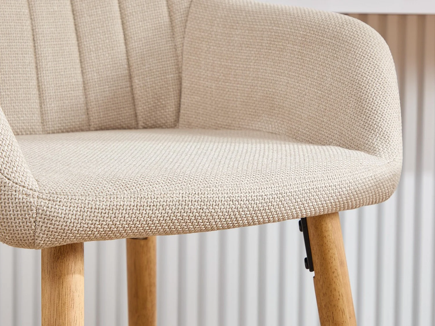 Tabouret de Bar avec Dossier et Accoudoirs - Pieds en Chêne, Assise en Lin - Hauteur Fixe 75 cm - Idéal pour Comptoir, Îlot de Cuisine, Bar