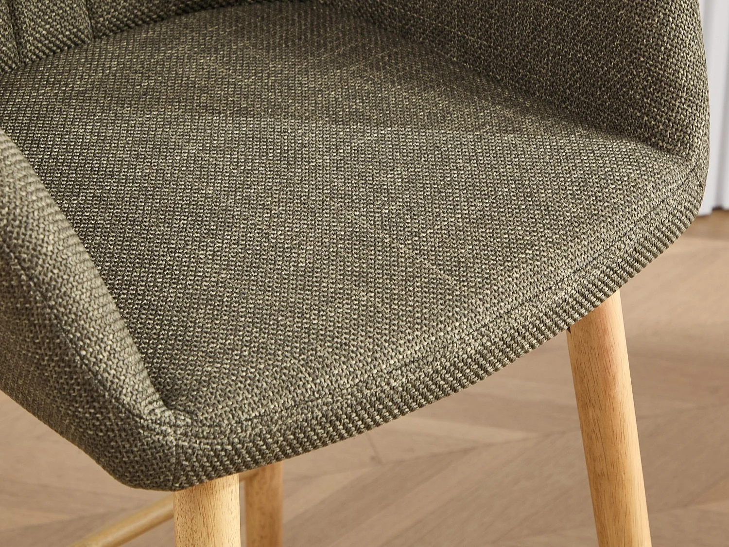 Tabouret de Bar avec Dossier et Accoudoirs - Pieds en Chêne, Assise en Lin - Hauteur Fixe 75 cm - Idéal pour Comptoir, Îlot de Cuisine, Bar