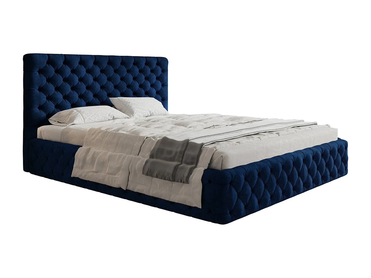 Gestoffeerd bed 180x200 Furis met metalen lattenbodem - Tweepersoonsbed 180x200 cm - fluwelen Blauw (Kronos 09)
