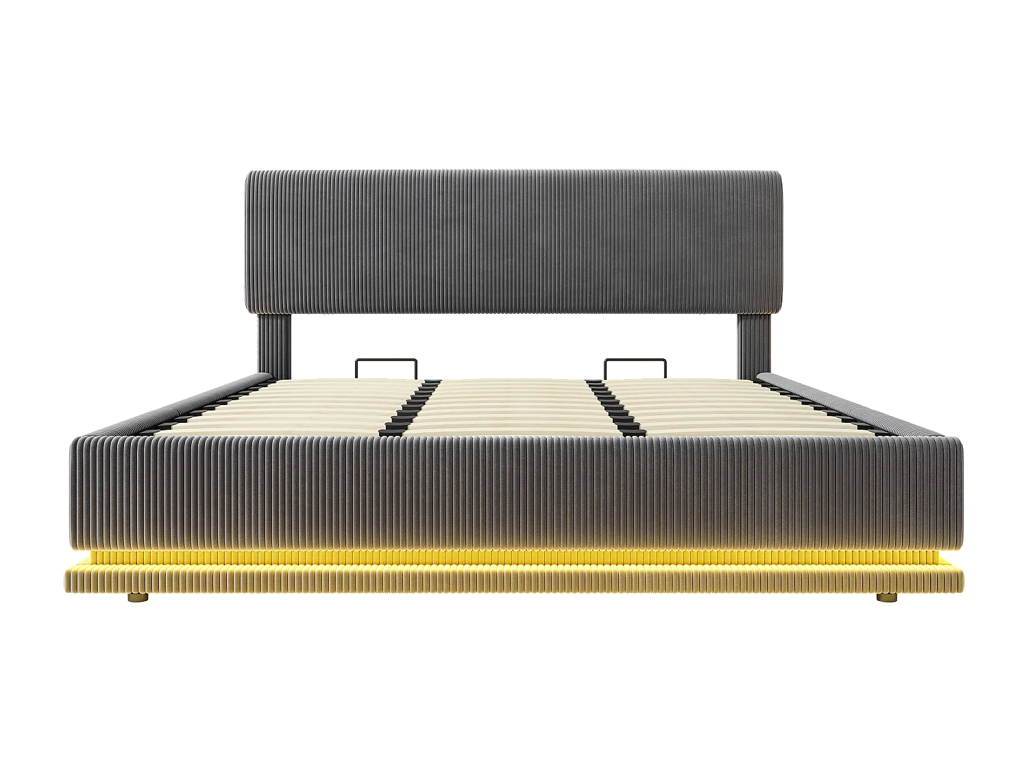 LUMA - Lit Coffre Rembourré 180x200 cm - Tête Réglable, LED, USB-C, Rangement - Velours Côtelé - Idéal Chambre à Coucher