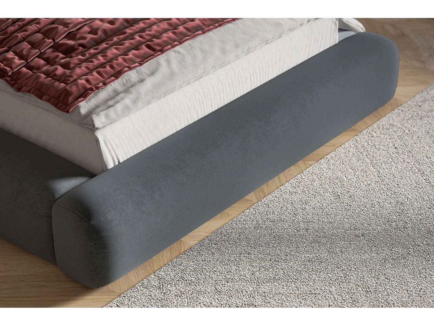 Gestoffeerd bed 160x200 Lumaro met opbergruimte - lattenbodem, Donkergrijs (Amor Velvet 4321)