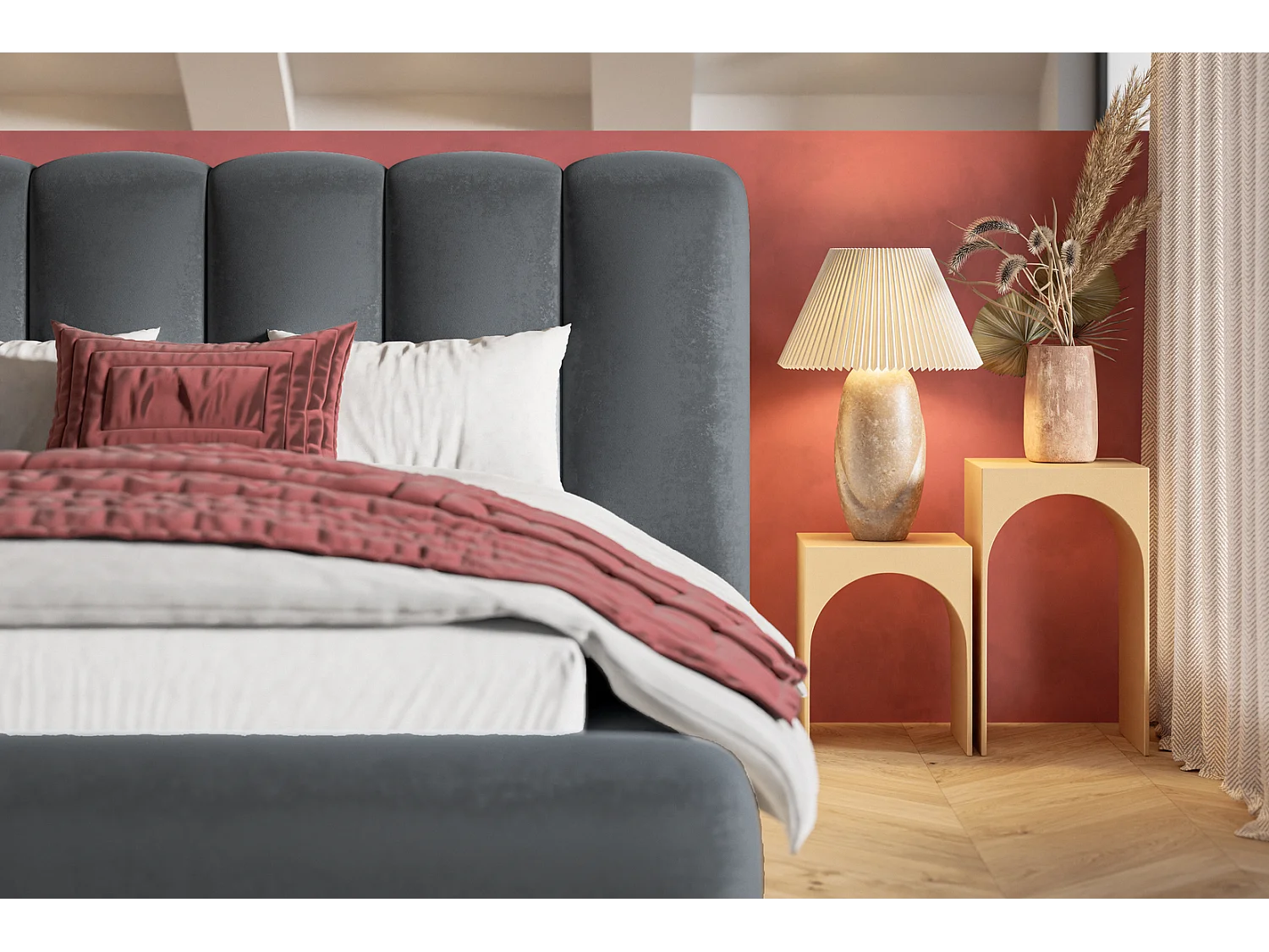 Gestoffeerd bed 160x200 Lumaro met opbergruimte - lattenbodem, Donkergrijs (Amor Velvet 4321)