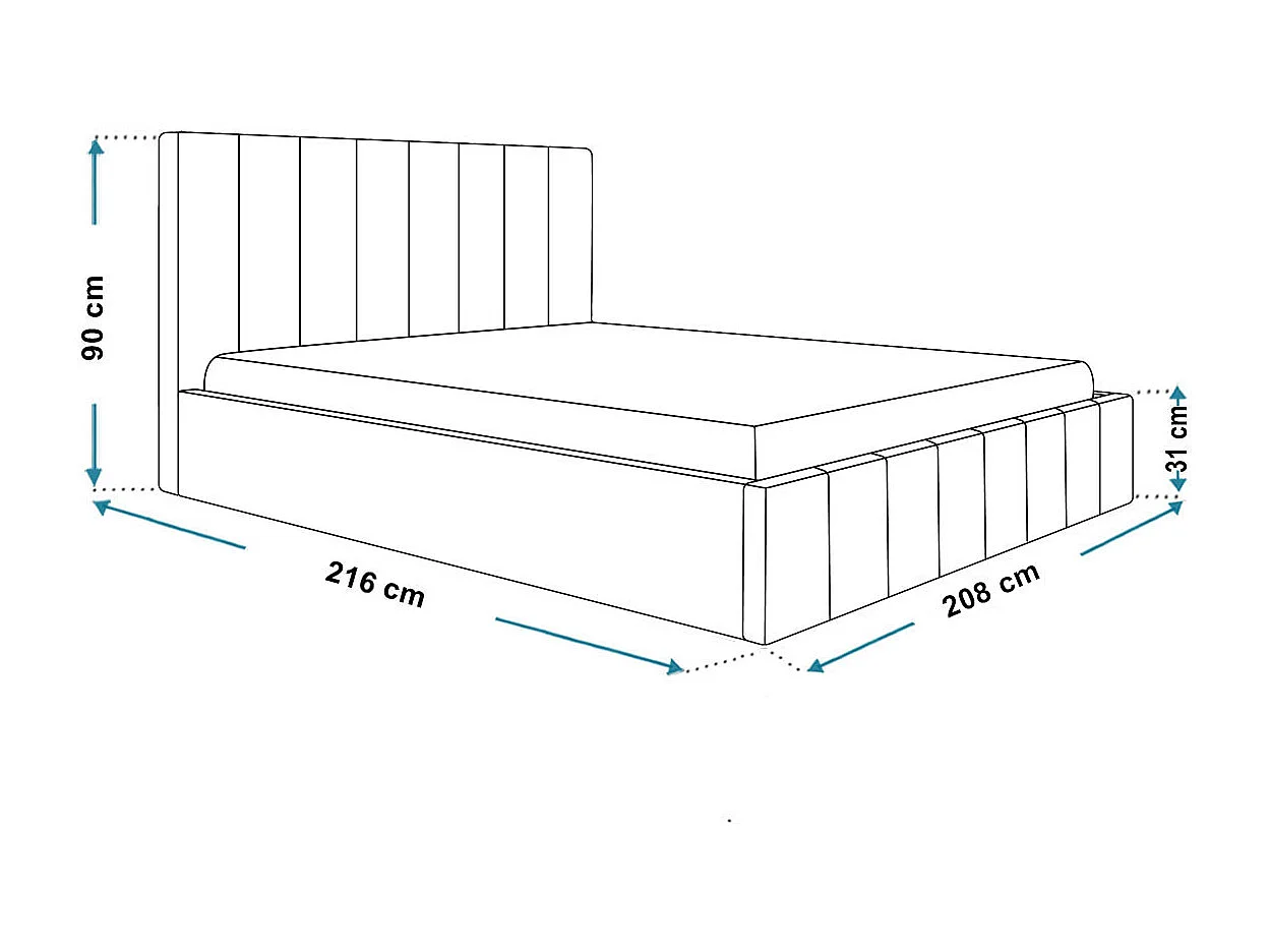 Tweepersoonsbed 200 x 200 cm Moris - bed met opbergruimte,  metalen lattenbodem - fluweel Blauw (Kronos 09)