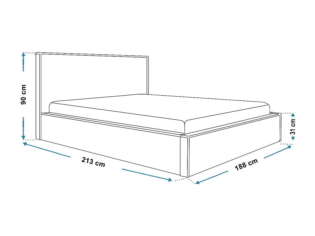 Gestoffeerd bed 180x200 Kyoto - tweepersoonsbed met opbergruimte - metalen lattenbodem, fluwelen Donkergrijs (Amor Velvet 4321)