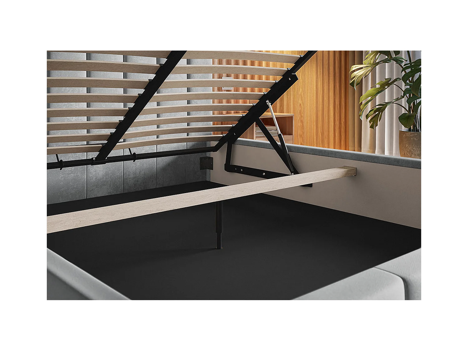 Tweepersoonsbed 160 x 200 cm Moris - bed met opbergruimte,  metalen lattenbodem - fluweel Groen (Kronos 19)