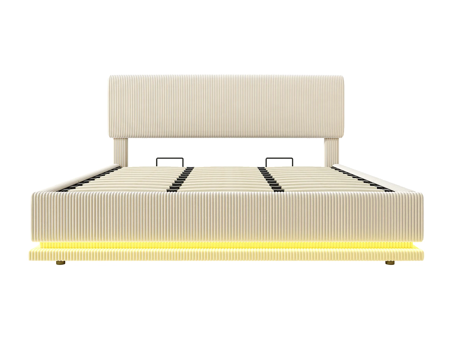 LUMA - Lit Coffre Rembourré 180x200 cm - Tête Réglable, LED, USB-C, Rangement - Velours Côtelé - Idéal Chambre à Coucher