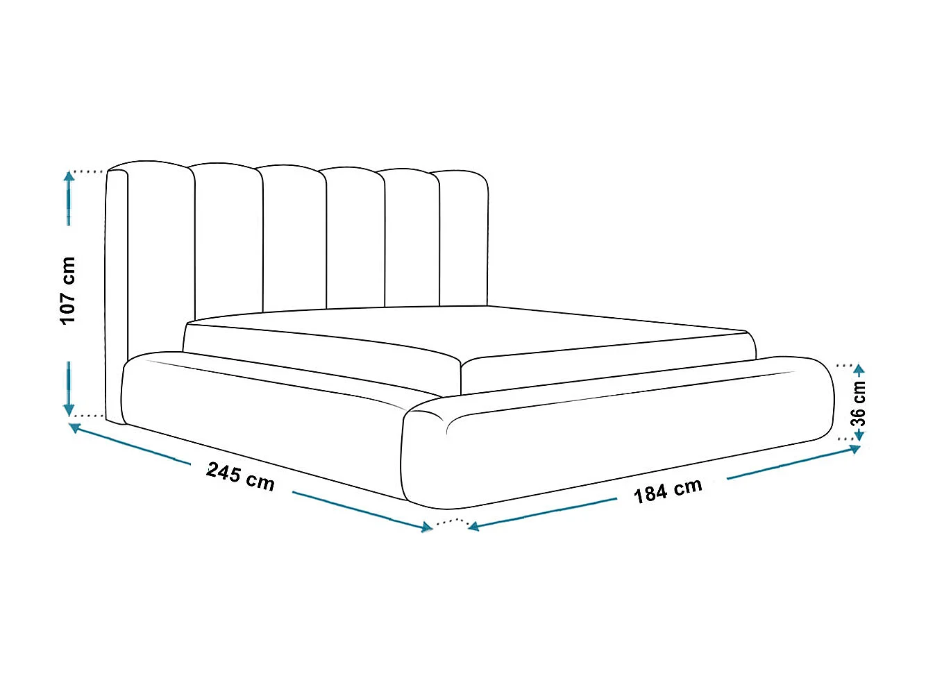 Gestoffeerd bed 140x200 Lumaro met opbergruimte - lattenbodem, Zwart (Amor Velvet 4322)
