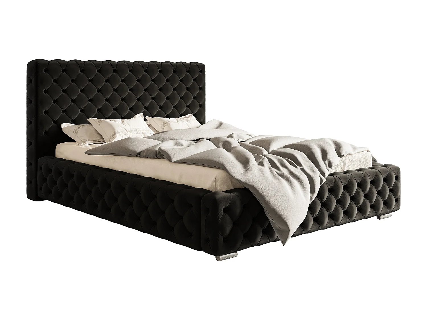 Lit coffre 180x200 Adonis - tete de Lit, sommier - velours Noir (Amor Velvet 4322)