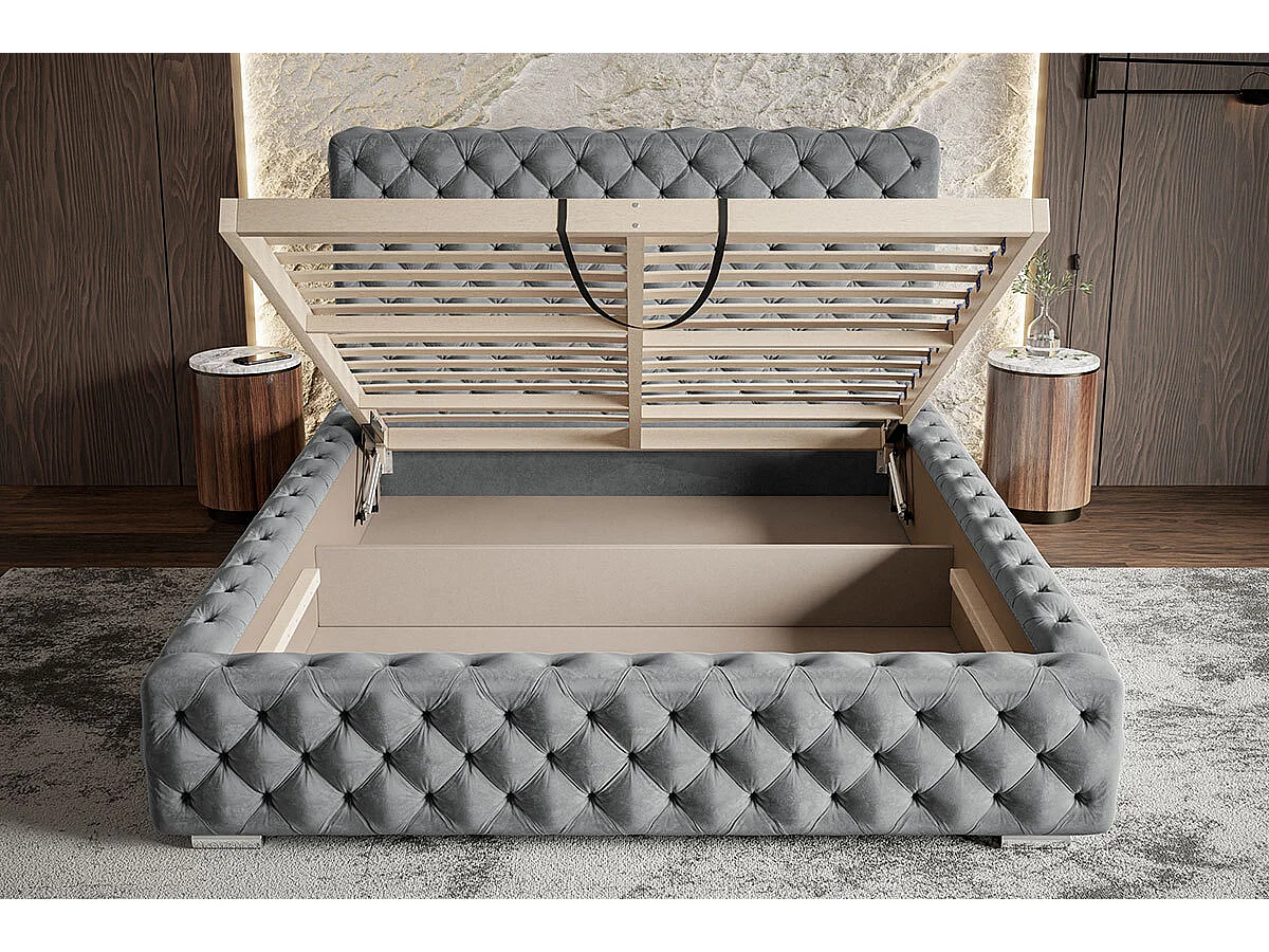 Lit coffre 180x200 Adonis - tete de Lit, sommier - velours Rouge (Amor Velvet 4307)