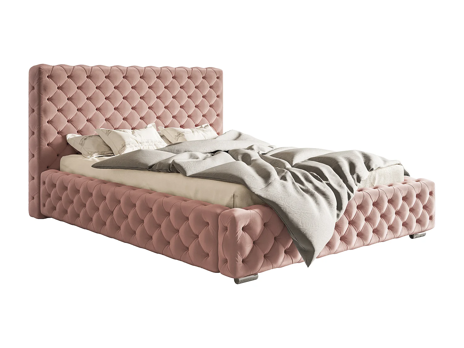Lit coffre 180x200 Adonis - tete de Lit, sommier - velours Rose (Amor Velvet 4308)