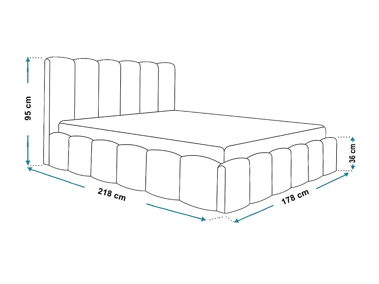 Gestoffeerd bed 160x200 Palermo met metalen lattenbodem - opbergruimte, Bouclé Bruin (Anthology 5)