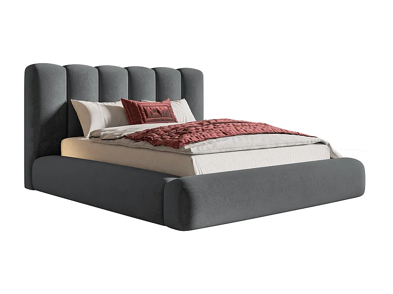 Gestoffeerd bed 180x200 Lumaro met opbergruimte - metalen lattenbodem, Donkergrijs (Amor Velvet 4321)