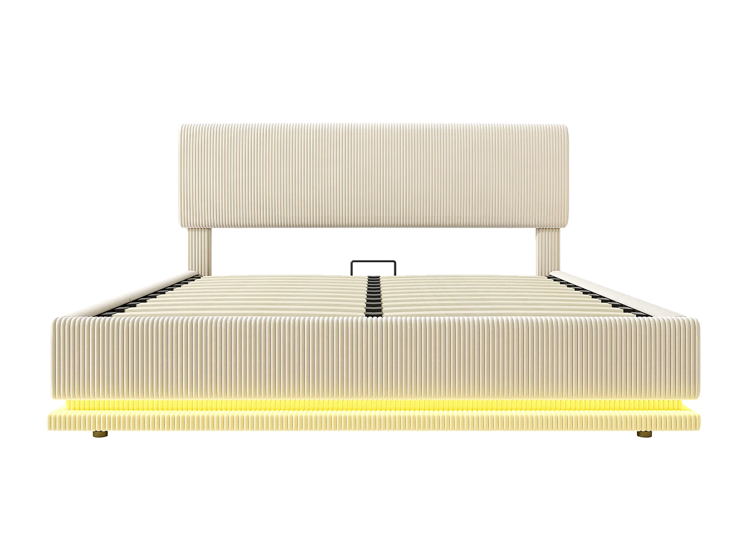 LUMA - Lit Coffre Rembourré 160x200 cm - Tête Réglable, LED, USB-C, Rangement - Velours Côtelé - Idéal Chambre à Coucher