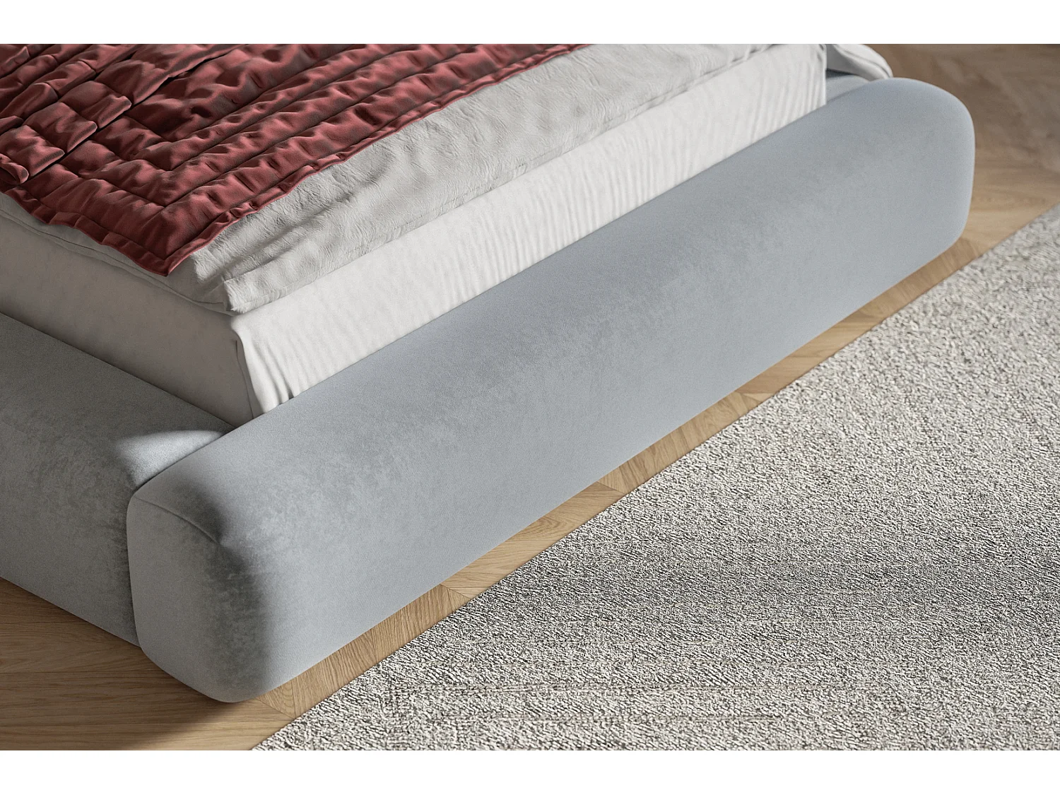 Gestoffeerd bed 140x200 Lumaro met opbergruimte - metalen lattenbodem, Lichtgrijs (Amor Velvet 4318)