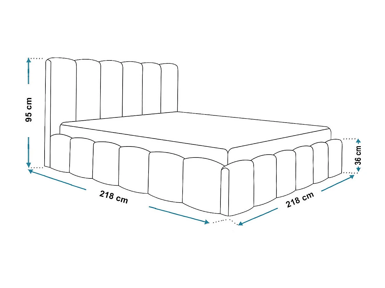 Gestoffeerd bed 180x200 Palermo met metalen lattenbodem - opbergruimte, Bouclé Bruin (Anthology 5)
