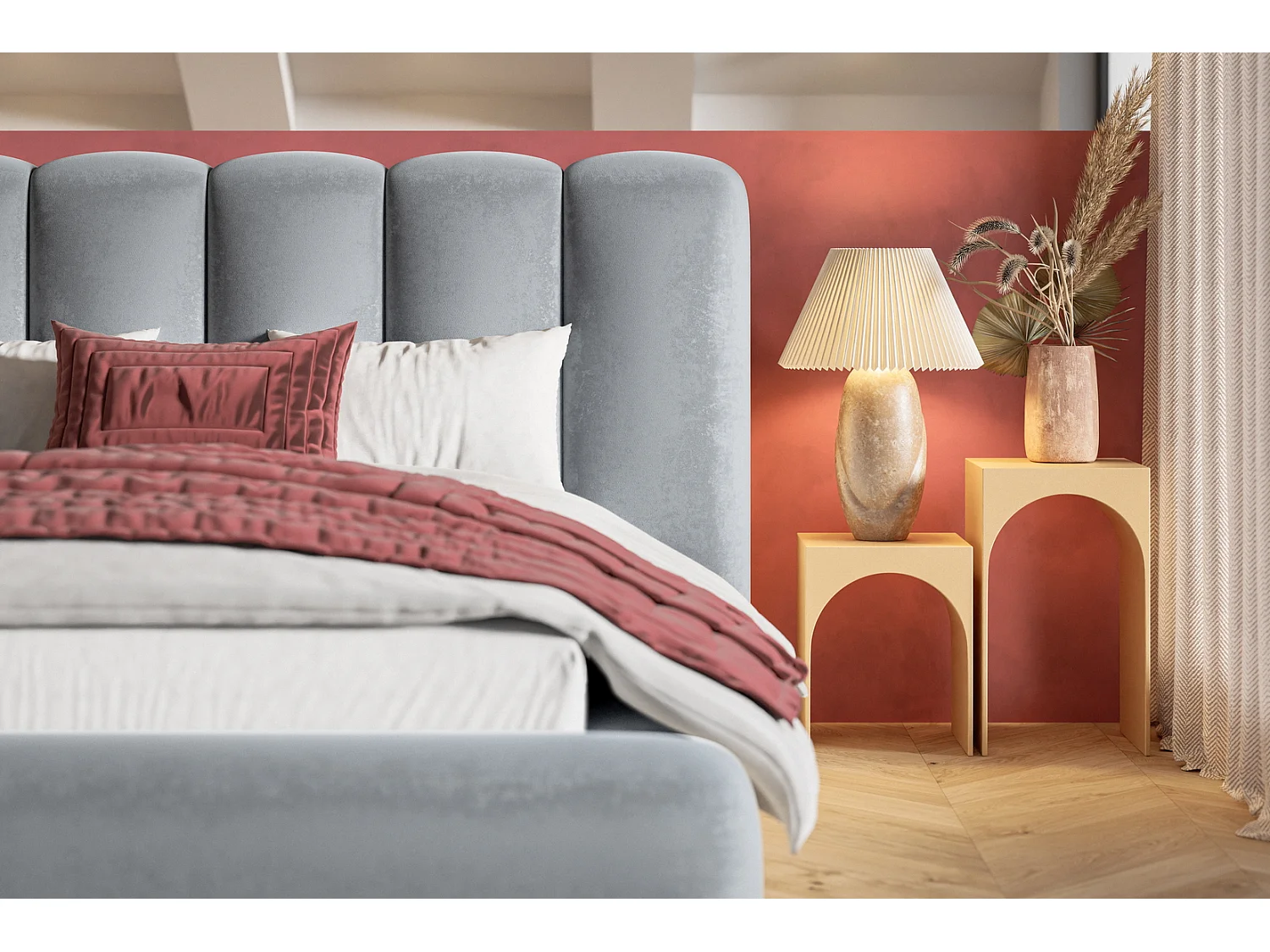 Gestoffeerd bed 160x200 Lumaro met opbergruimte - metalen lattenbodem, Lichtgrijs (Amor Velvet 4318)