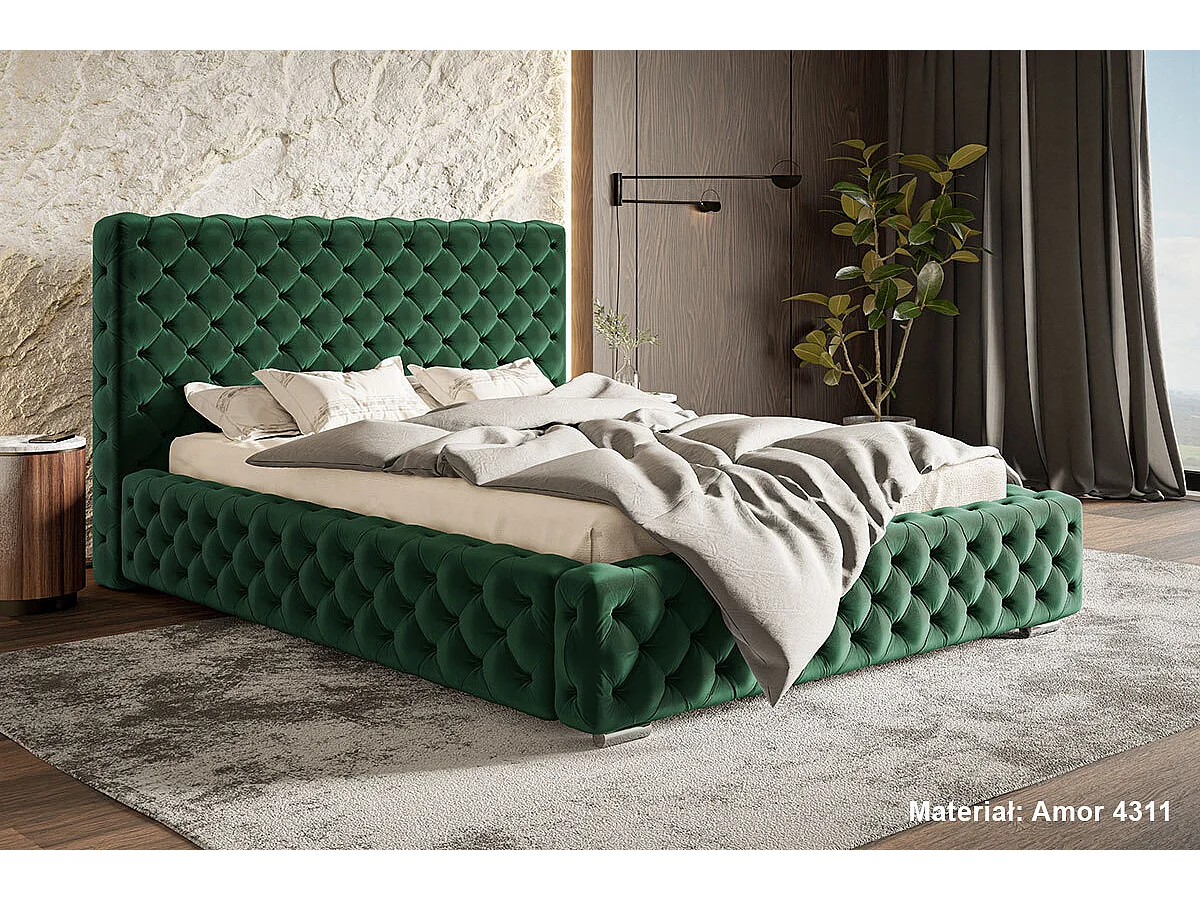 Lit coffre 160x200 Adonis - tete de Lit, sommier - velours Vert (Amor Velvet 4311)
