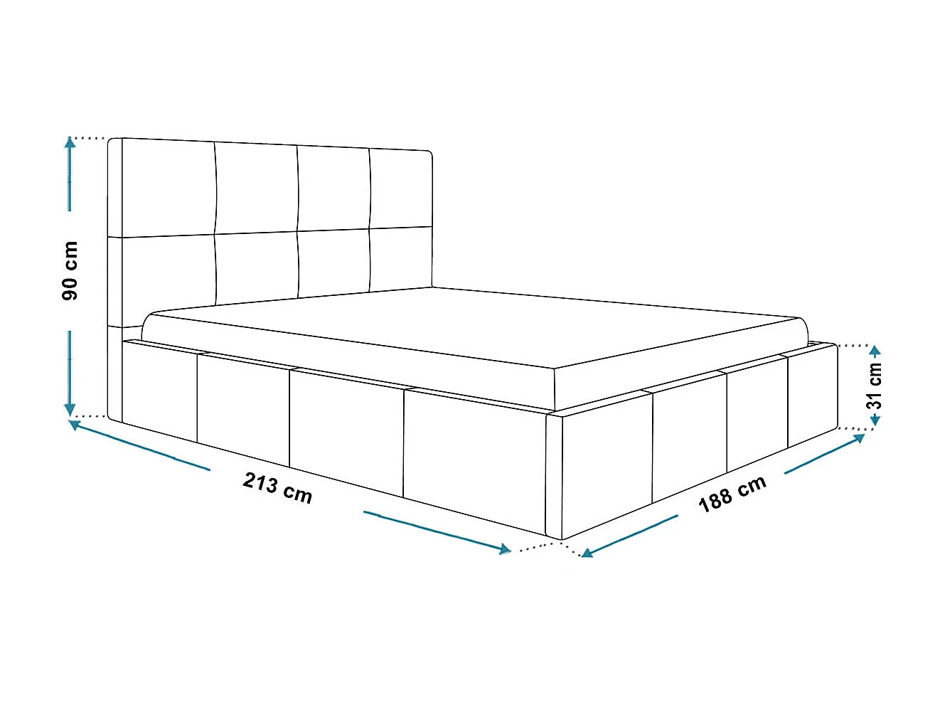 Gestoffeerd bed 180 x 200 Fado - tweepersoonsbed met opbergruimte, metalen lattenbodem - fluweel Blauw (Kronos 09)