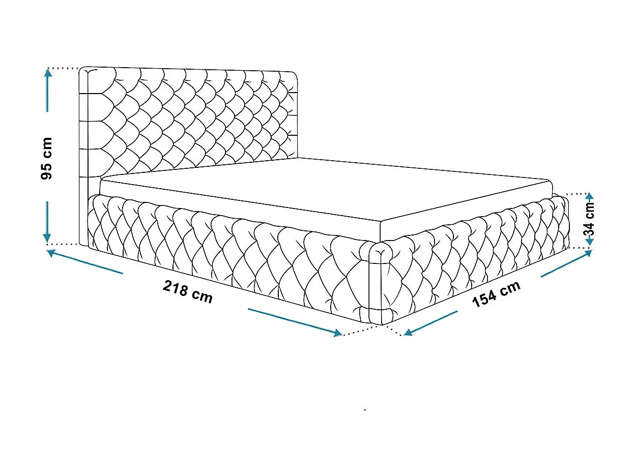 Gestoffeerd bed 140x200 Furis met metalen lattenbodem - Tweepersoonsbed 140x200 cm - fluwelen Donkergrijs (Jasmine 96)