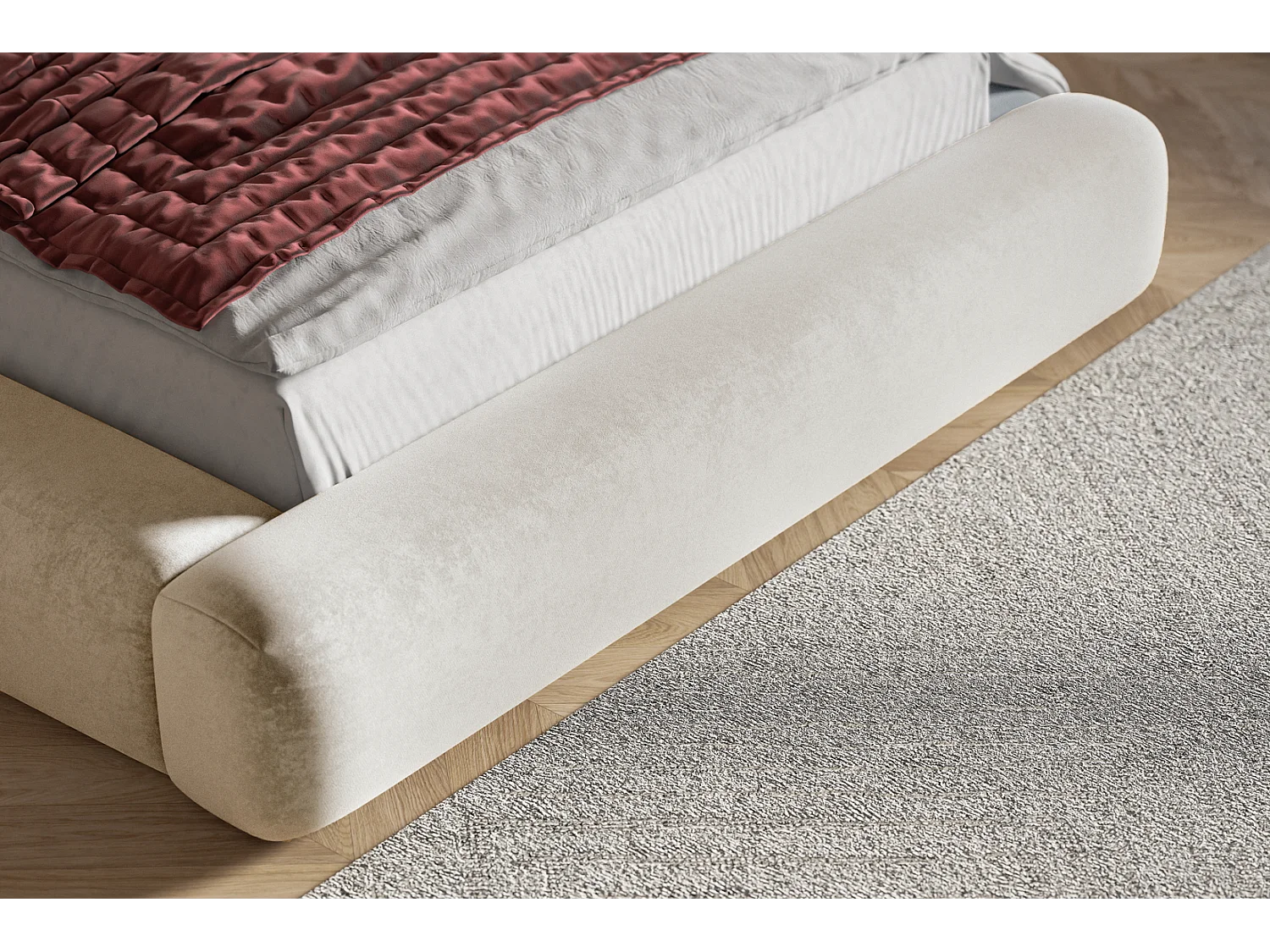 Polsterbett 180x200 Lumaro - Bettkasten, hochwertigem Schaumstoff, Metall-Lattenrost - Beige (Amor Velvet 4304)