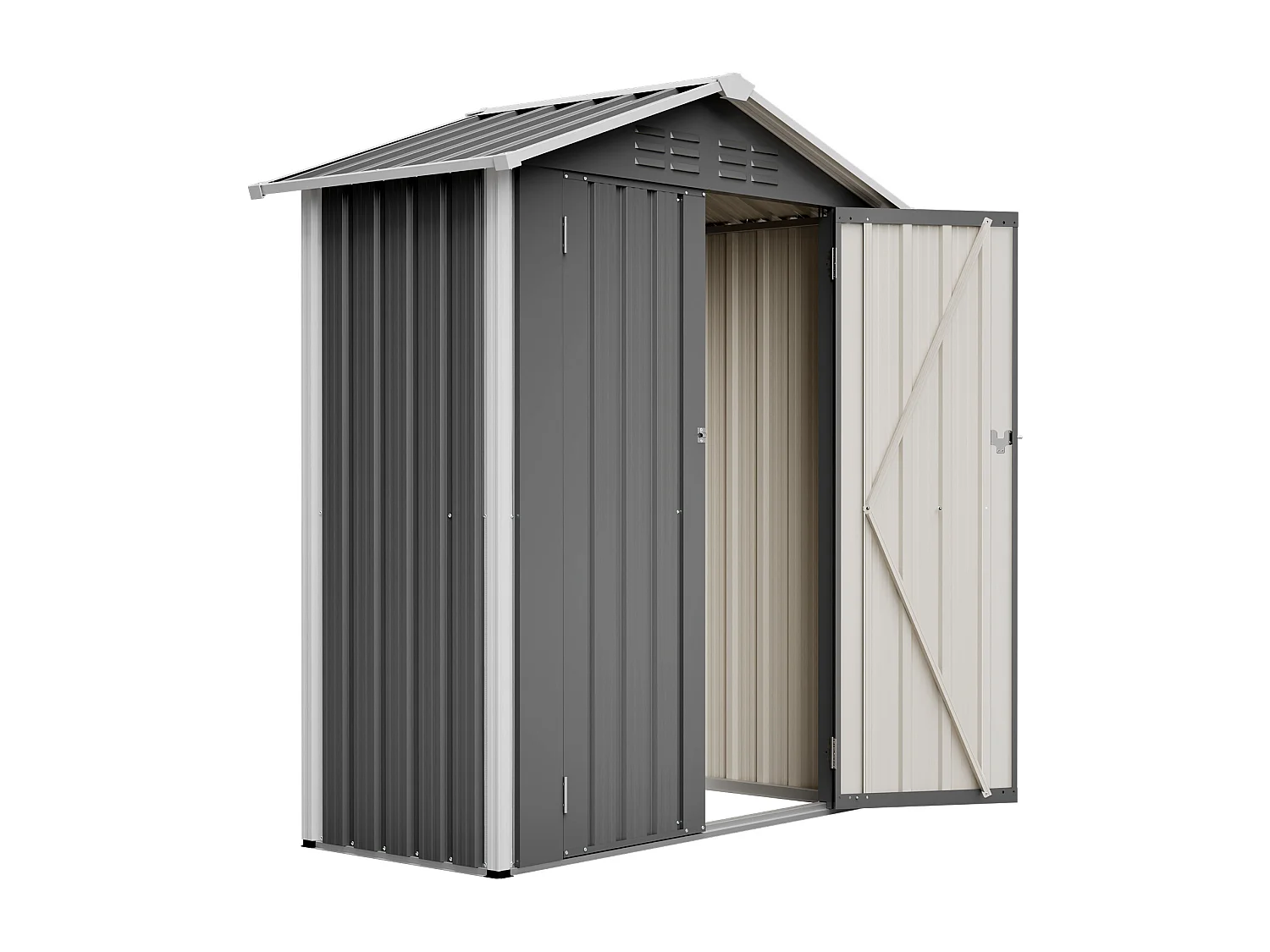 Caseta de jardín metálica gris 0,91 m² - Puerta con cerradura 154x83x180 cm