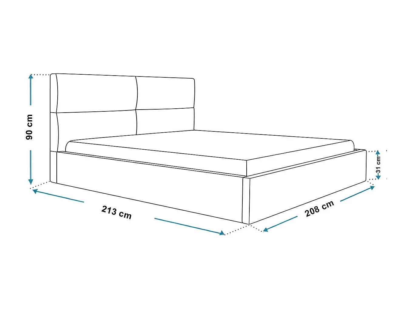 Bed 200x200 met opbergruimte Terra - tweepersoonsbed, metalen lattenbodem - fluweel Blau (Kronos 09)