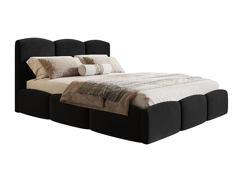 Tweepersoonsbed 180x200 Roma Slim  met opbergruimte, metalen lattenbodem - Velvet Zwart (Amor Velvet 4322)