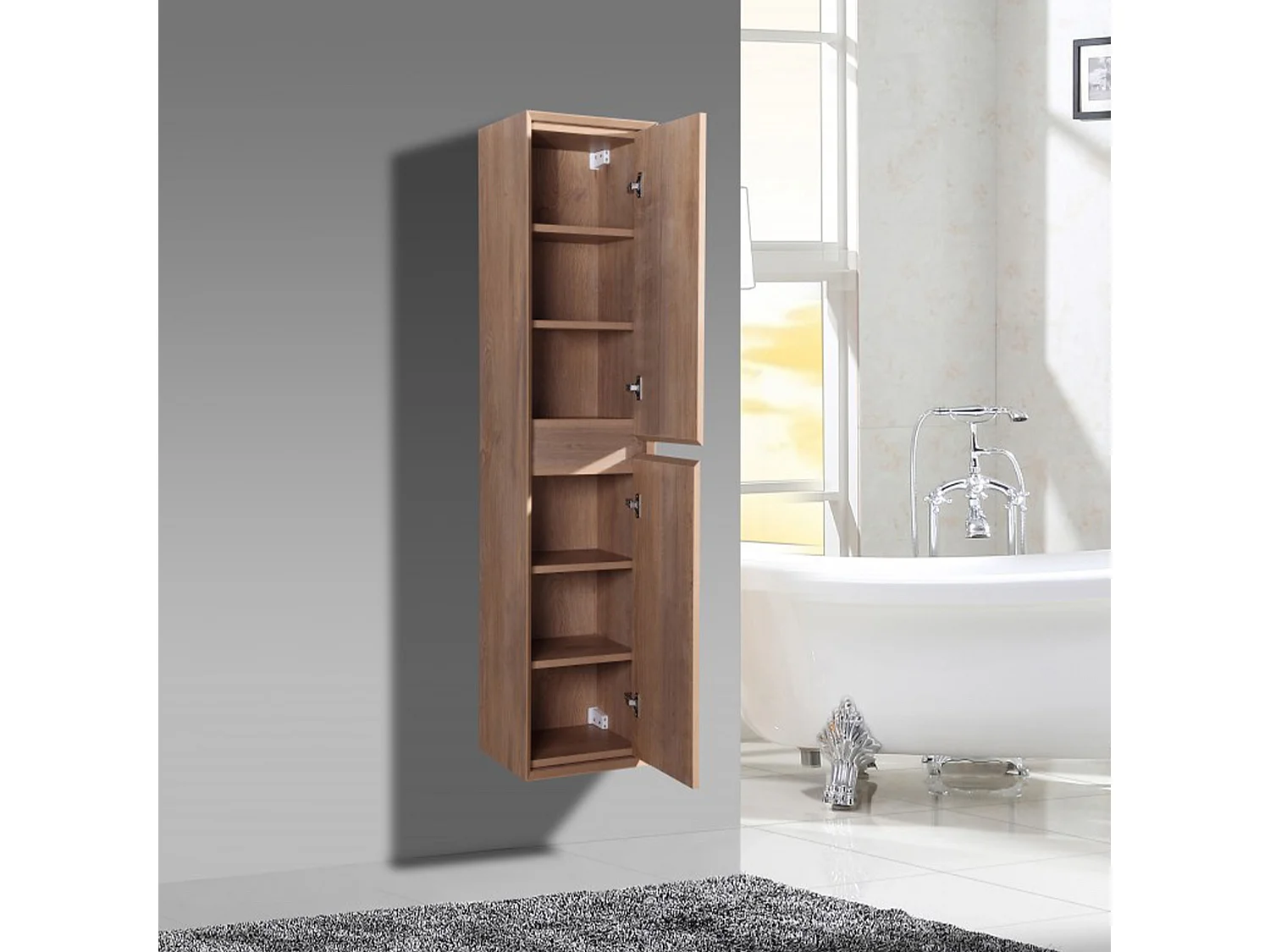 Ensemble salle de bain 140 cm chêne brun Aquaroca