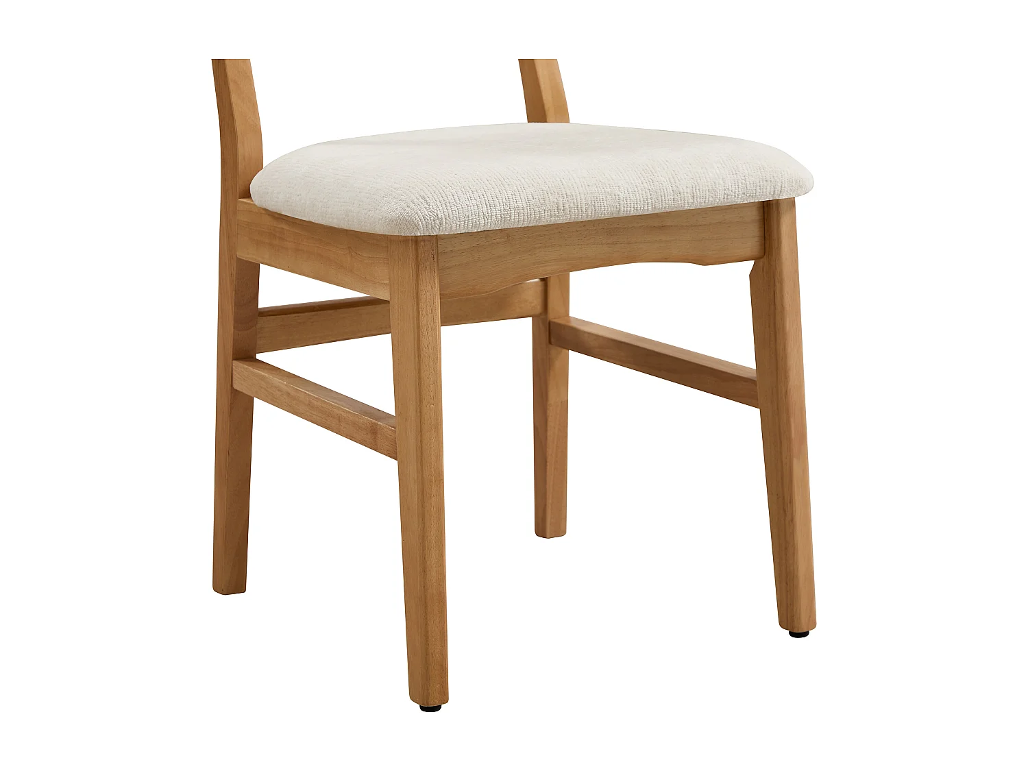 Lot de 6 chaises en tissu texturé et bois d'hévéa naturel - Crème - LERANIA