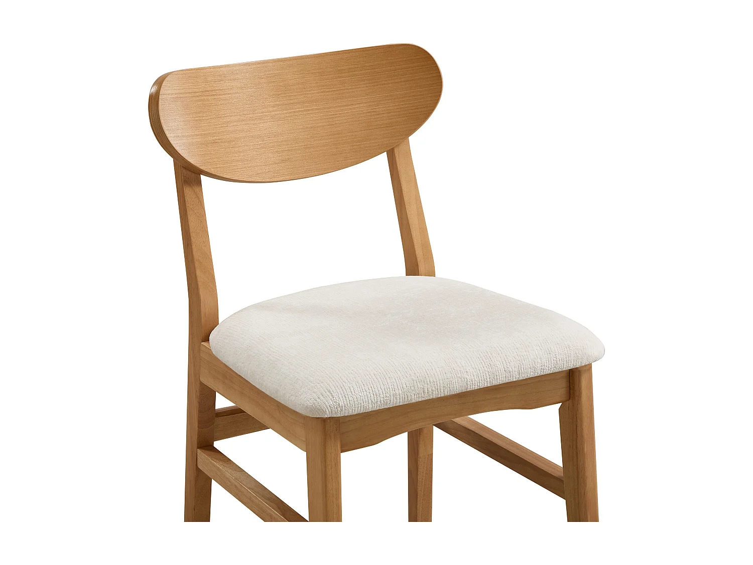 Lot de 6 chaises en tissu texturé et bois d'hévéa naturel - Crème - LERANIA