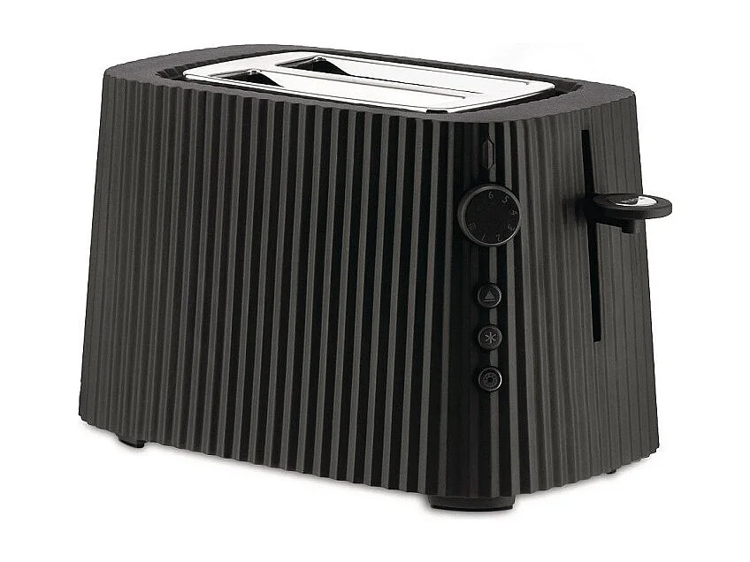 Torradeira Alessi Plissé MDL08B preta design elegante por Michele De Lucchi, dimensões 34x25x18,5 cm