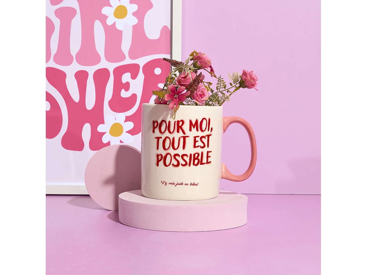 Mug Xxl Co Grl Pwr 70cl Blanc, Rose