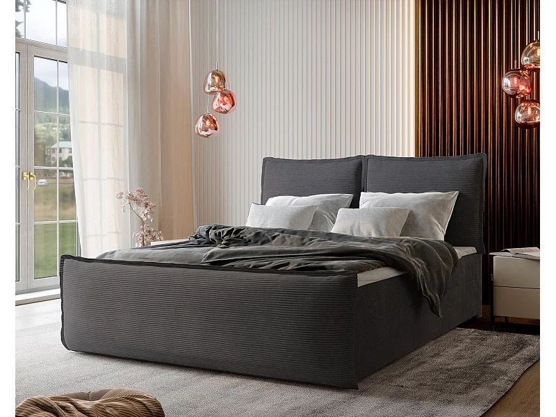 Boxspringbed MONTA 180x200 cm Set met hoofdbord, bedbodem en matras, Antracietgrijs