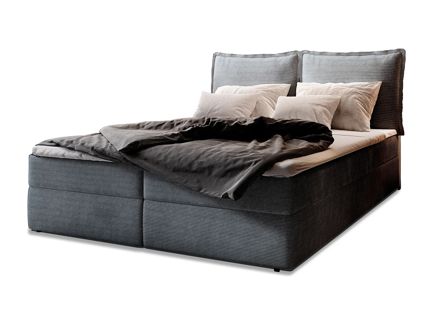Boxspringbed LENTE 160x200 cm Set met hoofdbord, bedbodem en matras, Antracietgrijs