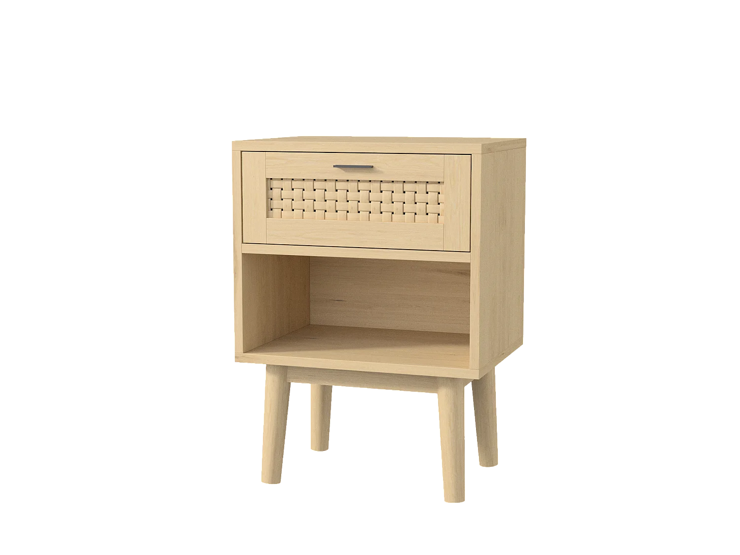 2pcs Boho Style Nightstands-Table de lit en bois avec tiroirs et étagère ouverte-jambes solides Table latérale pour le salon Chambre à coucher