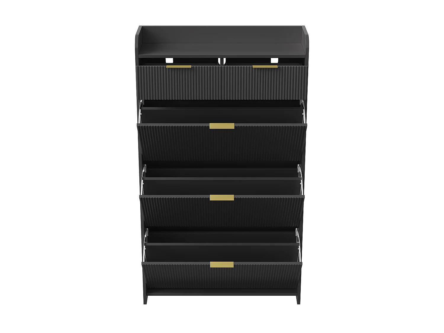 Armoire à chaussures avec 3 rabats et 1 tiroir-porte-chaussures Shoemaker étroit-anti-inclinaison dispositif-porte-chaussures pour salon couloir-noir