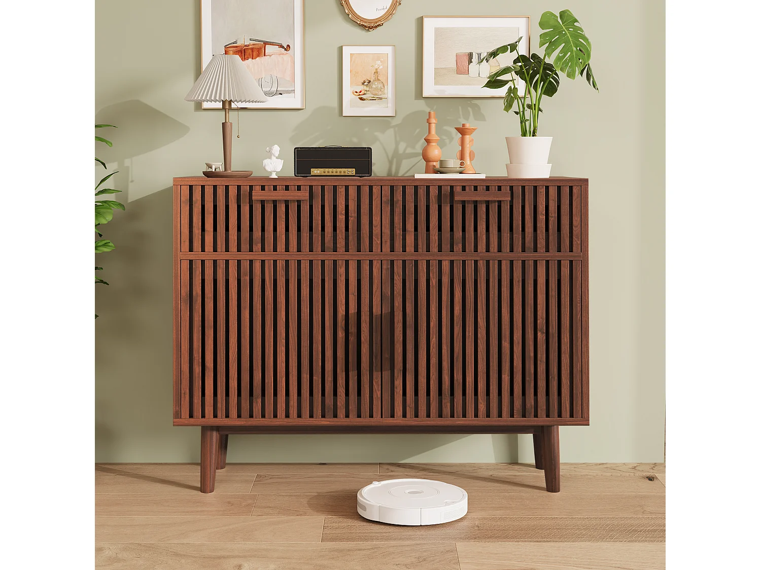 Bandes verticales Desig Buffet-Armoire à manger-Cuisine Couverture-Salon Armoire de rangement-Chambre Table de lit