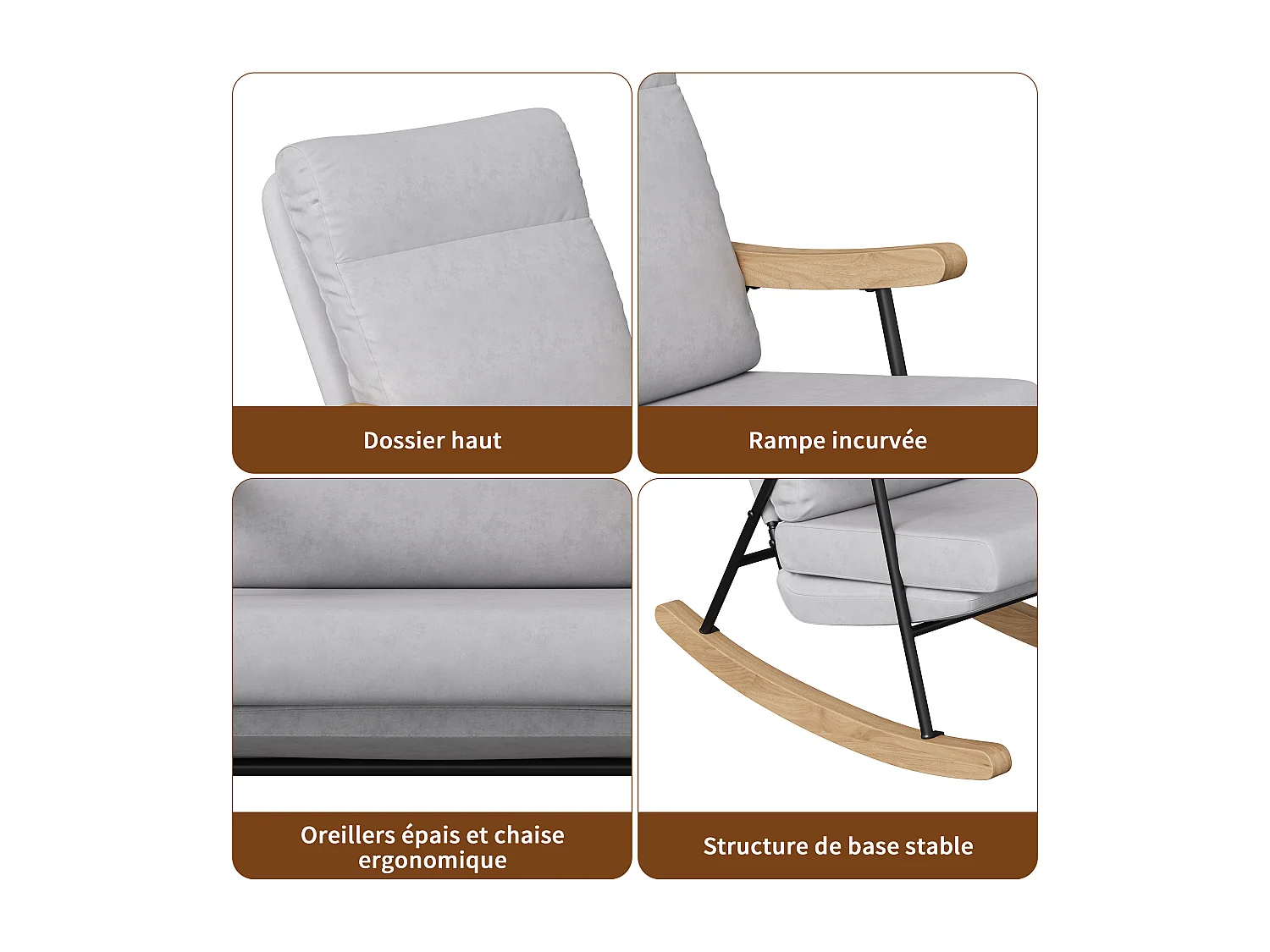 Coton linge dossier fauteuil-salon chaises-chaise ergonomique-bois massif et structure métallique-brasier en bois et base