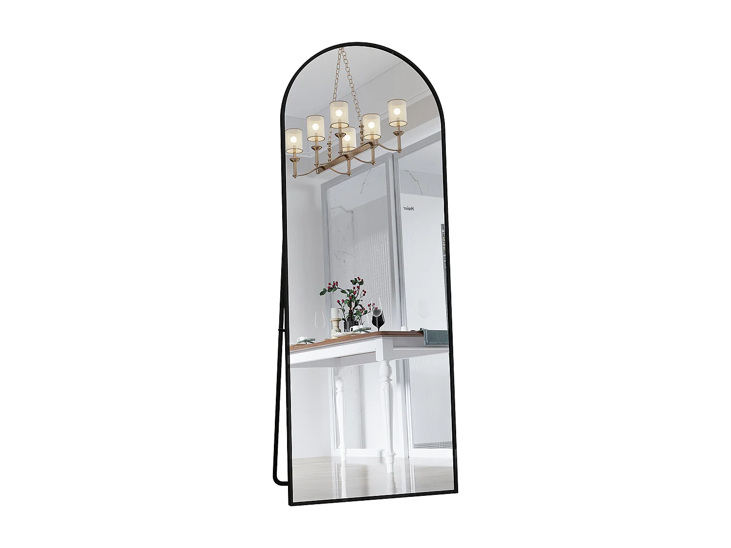 Staande Boogspiegel 162x53 cm Zwart Aluminium Frame