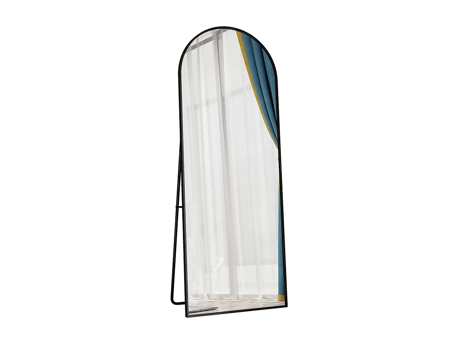 Staande Boogspiegel 162x53 cm Zwart Aluminium Frame