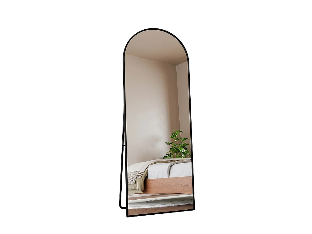 Miroir sur pied - 162 x 53 cm - Cadre aluminium en forme d'arche - Noir