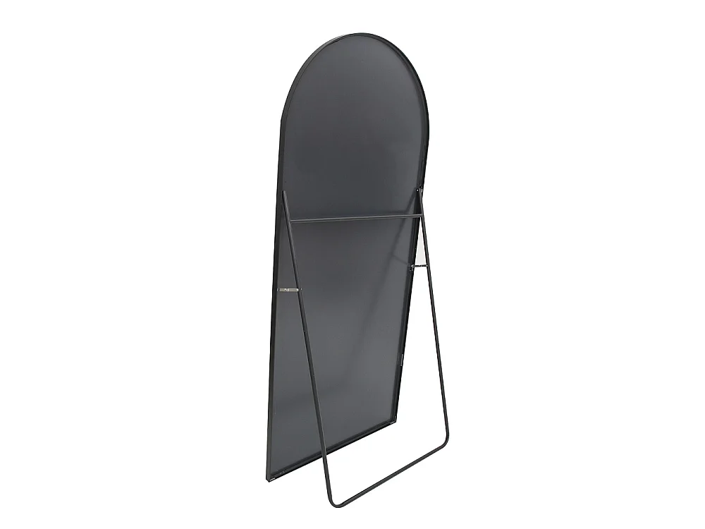 Miroir sur pied - 162 x 53 cm - Cadre aluminium en forme d'arche - Noir