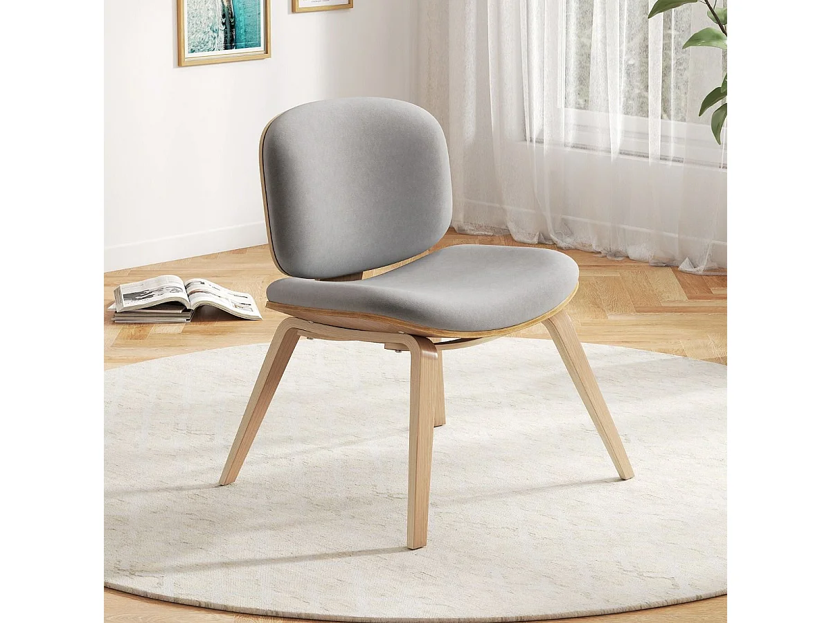 Moderner Akzentstuhl mit Rückenlehne & Gepolstertem Sitz Platzsparender Loungesessel Hellgrau