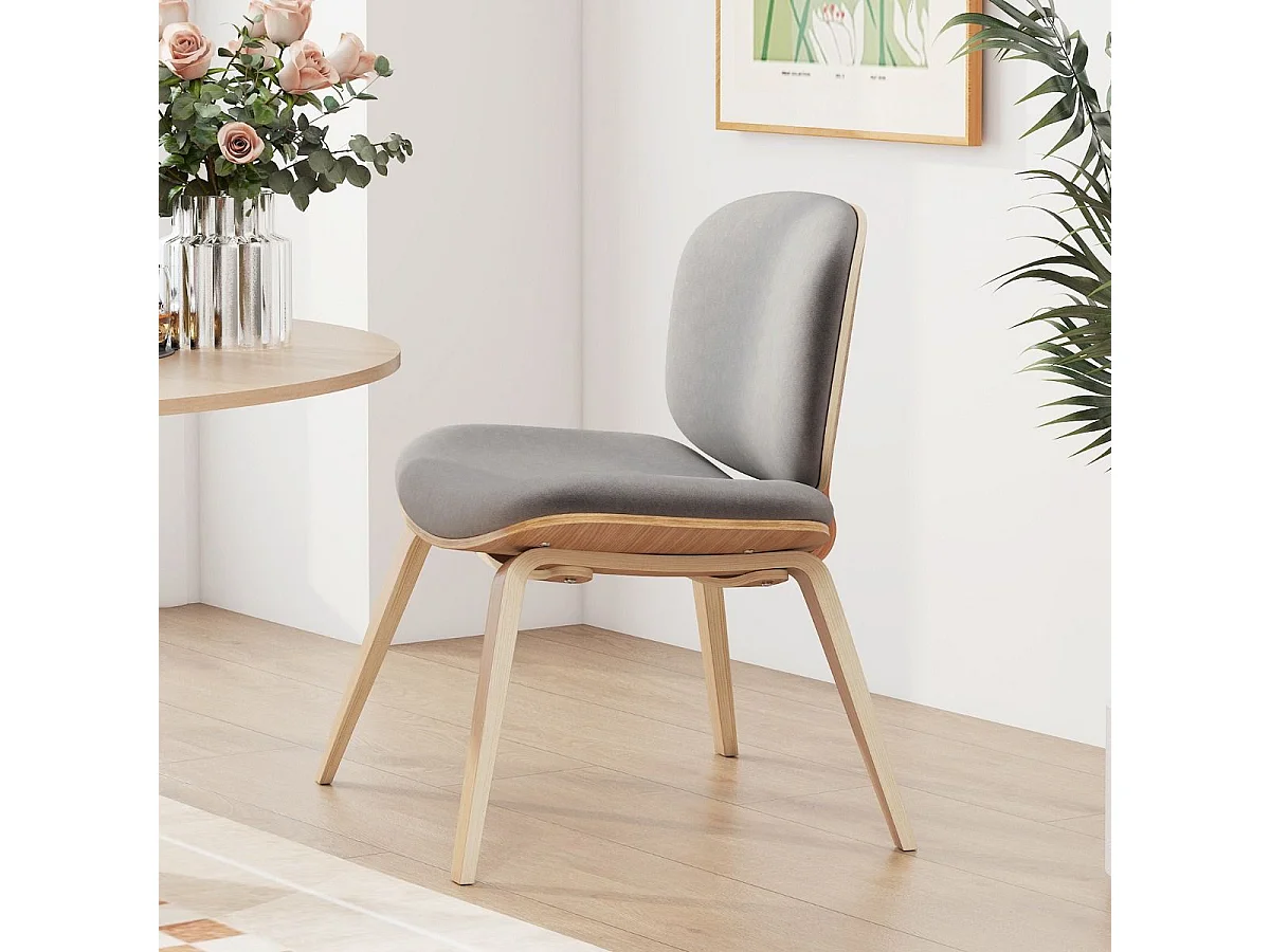 Moderner Akzentstuhl mit Rückenlehne & Gepolstertem Sitz Platzsparender Loungesessel Hellgrau