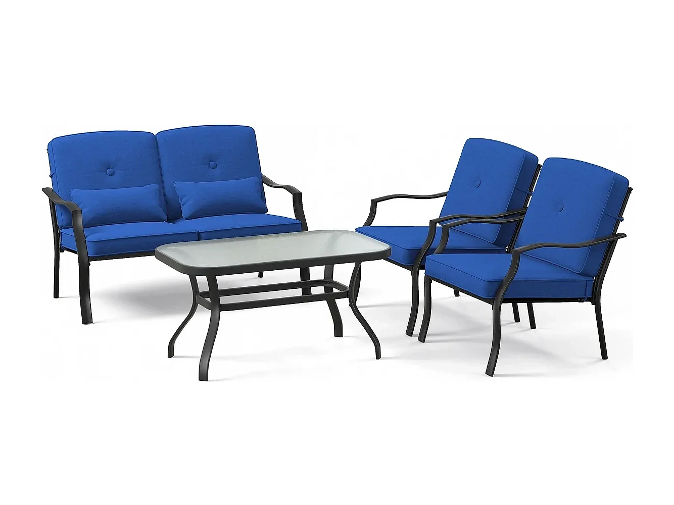 4-TLG. Gartenmöbel Set Terrassenmöbel mit Sitz- Rücken- & Taillenkissen Gartengarnitur