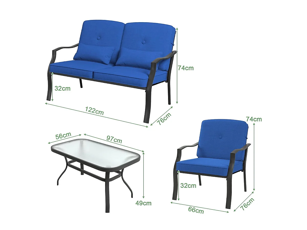 Zestaw Meble ogrodowe 2 x Fotel Stolik Sofa Zestaw ogrodowy
