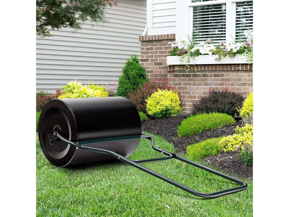 60 L Rasenwalze Gartenwalze mit U-förmigem Griff & Abnehmbarem Ablassstopfen