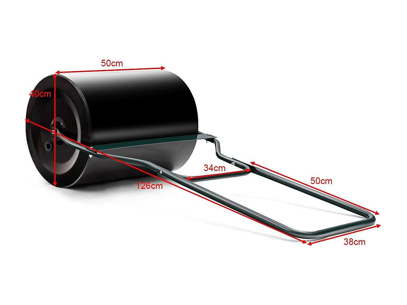 60 L Rasenwalze Gartenwalze mit U-förmigem Griff & Abnehmbarem Ablassstopfen
