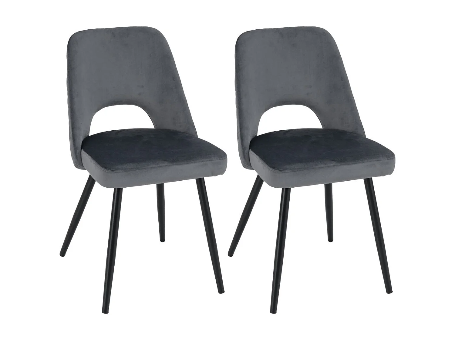 Set di 2 sedie da pranzo, Sedia Imbottita con cuscino in spugna in metallo Grigio