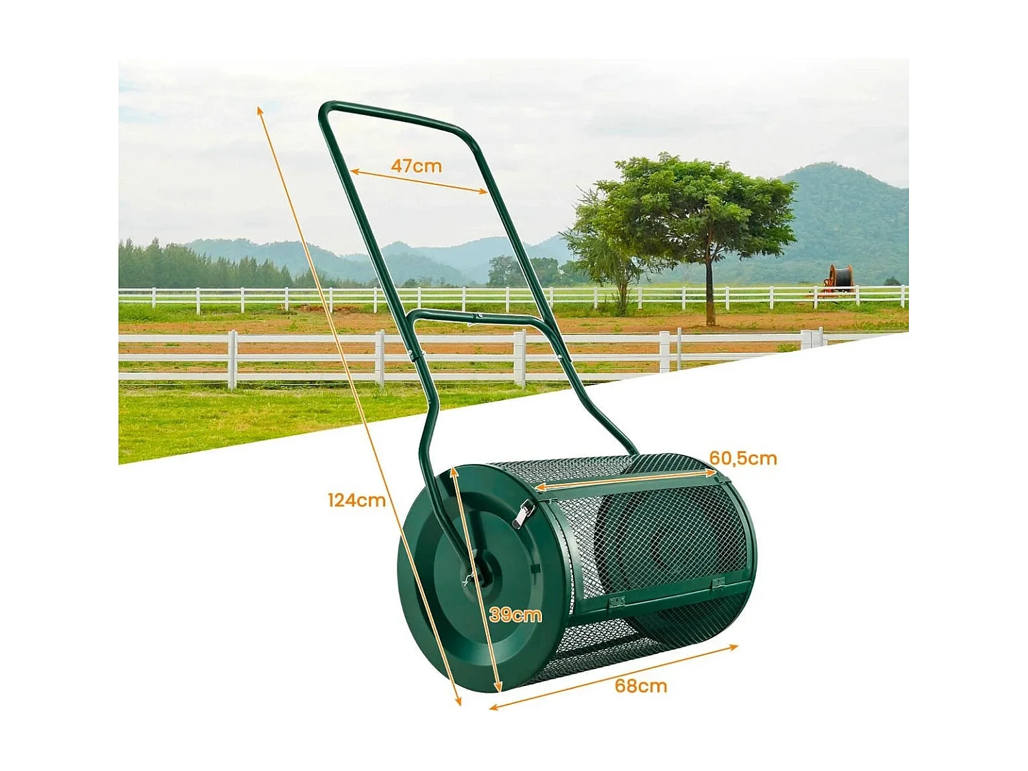 60,5 cm Hoher Kompoststreuer Torfstreuer mit Verbessertem U-förmigen Griff